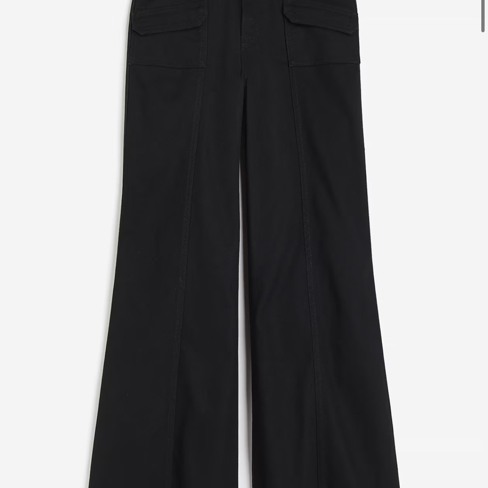 H&M Black Boot-Cut Cargo Trousers